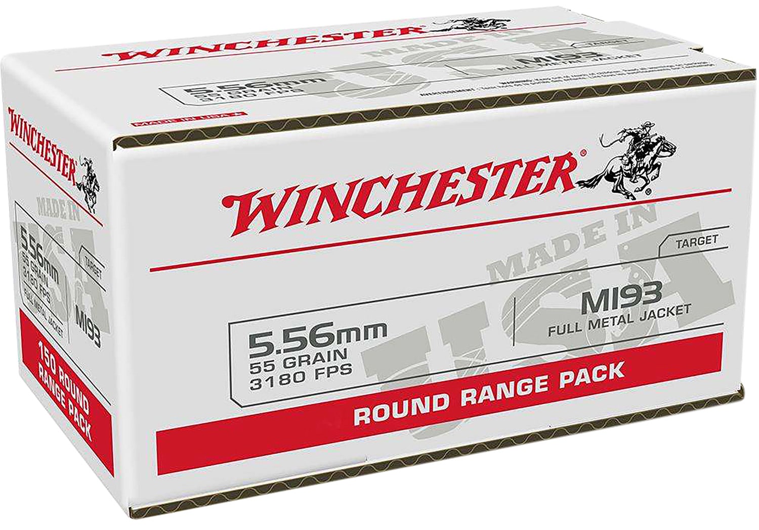 Winchester Ammo WM193100 5.56mm 55gr Full Metal Jacket 100 Per Box/10 Case