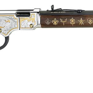 Henry H004ES2 Golden Boy Eagle Scout Tribute 2nd Edition 22 S/L/LR 16+1 20" Blued Octagon Barrel, Nickel Plated w/Selective 24kt Gold Plating Drilled & Tapped Receiver, American Walnut Straight