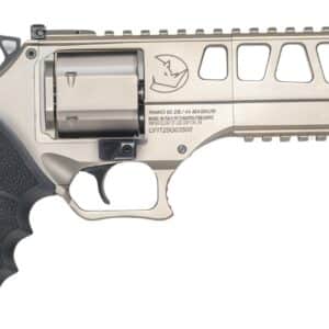 Chiappa Firearms 340351 60DS L Frame 44 Mag 6 Shot 6" Nickel Steel Barrel & Cylinder, Nickel Alloy Frame, Black Hogue Rubber Grip