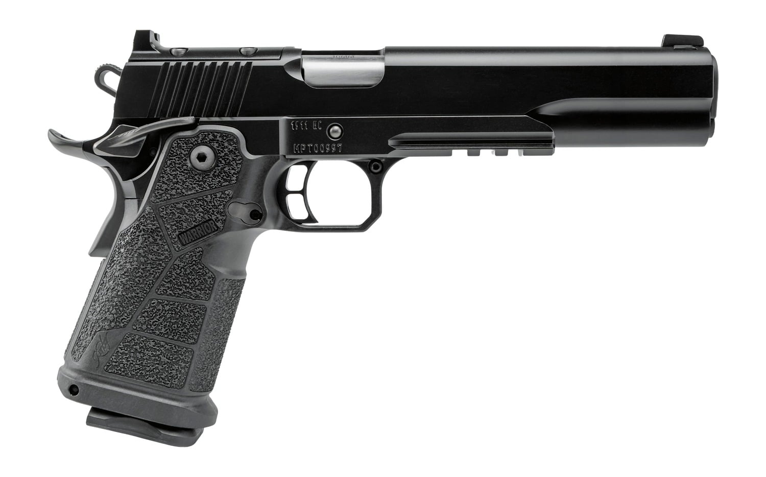Kimber Mfg, Inc 3600304 DS Warrior 10mm Auto 18+1 6" Matte Stainless Barrel, KimPro Black Optic Cut/Serrated Slide, Black Stainless Steel Frame w/Beavertail & Picatinny Rail, Black Carbon Fiber Grip,