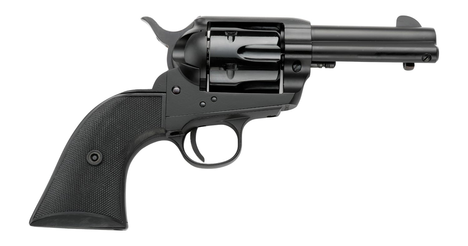 Pietta PFI9ALLOYAS312CB Alloy 9mm Luger 6 Shot 3.50" Matte Black Alloy Steel Barrel & Frame, Black Checkered Grip