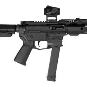 Shark Coast Tactical MNPCC00672 Midnight Bundle 9mm Luger 30+1 5" Threaded Barrel, Aluminum Receiver w/Picatinny Rail. M-LOK Handguard, Polymer SB Tactical SBA3 Brace, Vortex Crossfire Red Dot, Stream