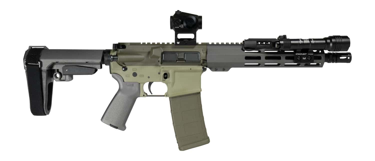 Shark Coast Tactical SCC06872BUGBR300P Bug Bear Bundle 300 Blackout 30+1 10" Threaded Barrel, Aluminum Receiver w/Picatinny Rail, M-LOK Handguard, Polymer SB Tactical SBA3 Brace, Streamlight ProTac Ra