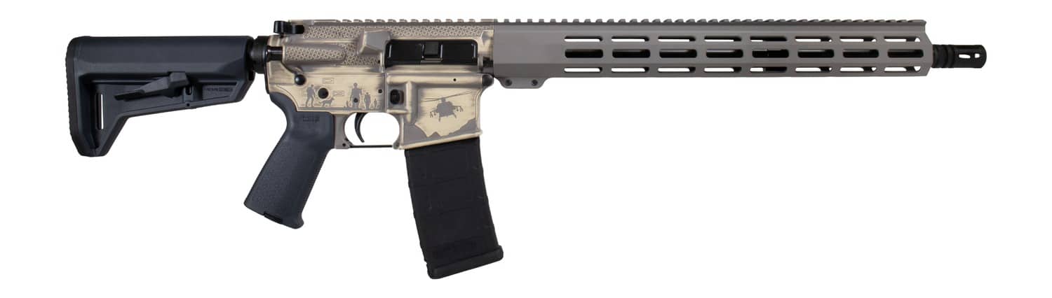 Shark Coast Tactical 300-111-1000-27 Military 5.56 NATO 30+1 16" Black Melonite Threaded Barrel 2-Tone FDE Cerakote Aluminum Receiver w/Picatinny Rail, M-LOK Handguard, Magpul MOE SL Black Polymer Sto