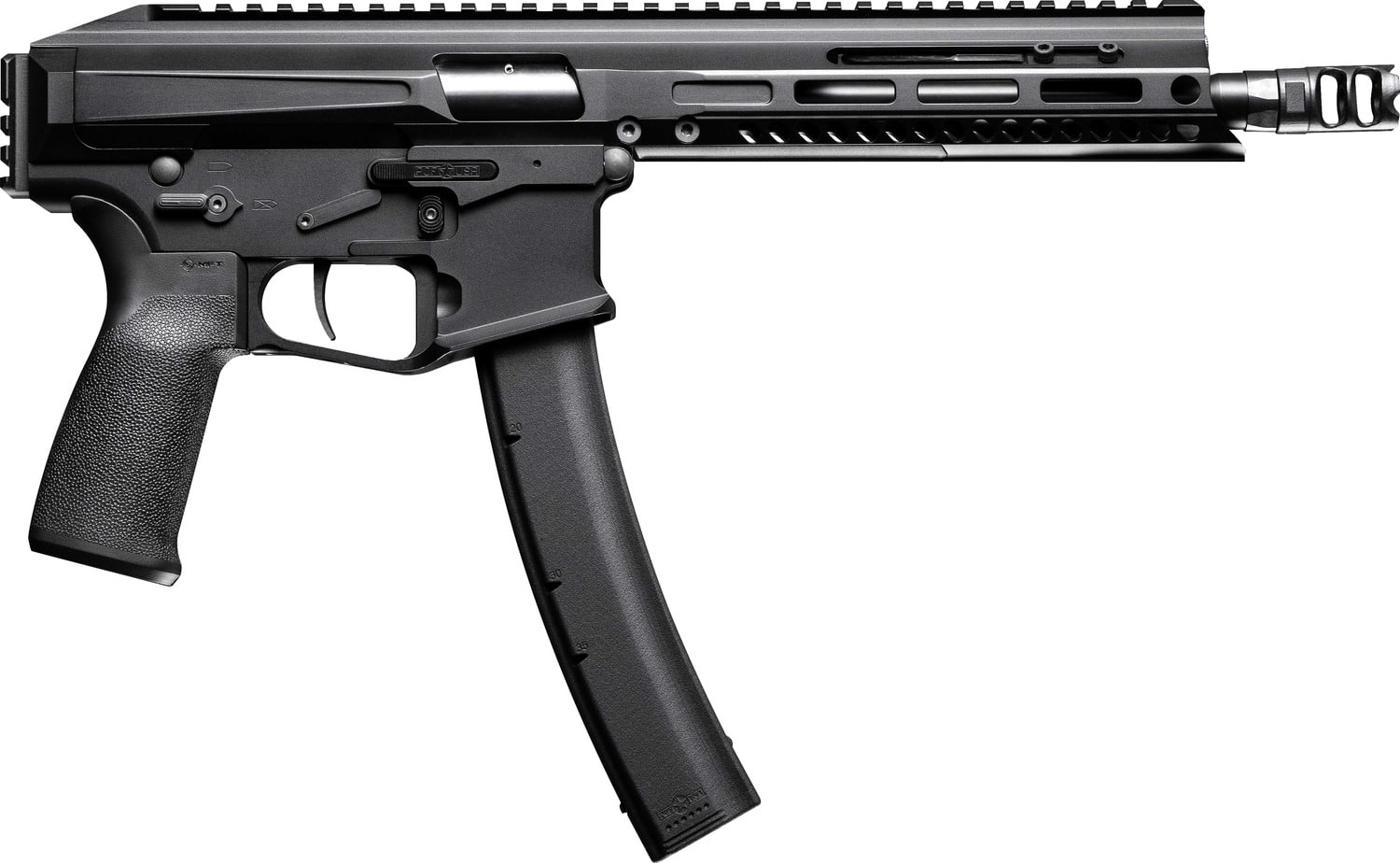 Patriot Ordnance Factory 02542 Phoenix 9mm Luger 35+1 8.50" 8" Black Threaded Barrel, Black Anodized Aluminum Receiver w/Picatinny Rail, M-LOK Handguard MFT Grip, Rear Picatinny Rail, Ambidextrous