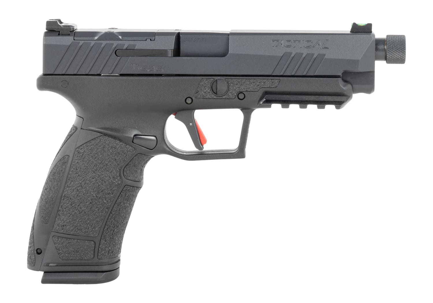 Tisas Arms 15000201 PX-9 9mm Luger 20+1 5.10" Black Threaded Barrel, Black Cerakote Carbon Steel Optic Cut/Serrated Slide & Frame w/Picatinny Rail, Black Rubber Grip, RMR Footprint