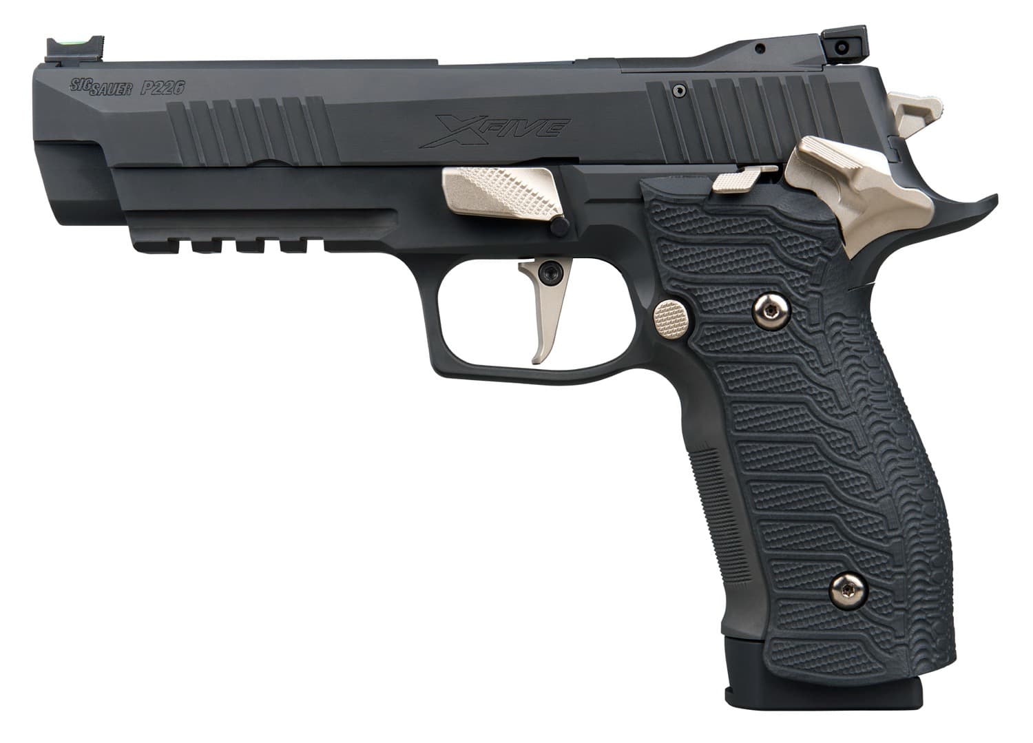 Sig Sauer 226X59NMRSAO P226 XFive Nightmare Full Size Frame 9mm Luger 20+1 5" Bull Barrel, Black Nitron Stainless Steel Optic Ready/Serrated Slide & Frame w/Beavertail & Picatinny Rail, Custom Hogue G