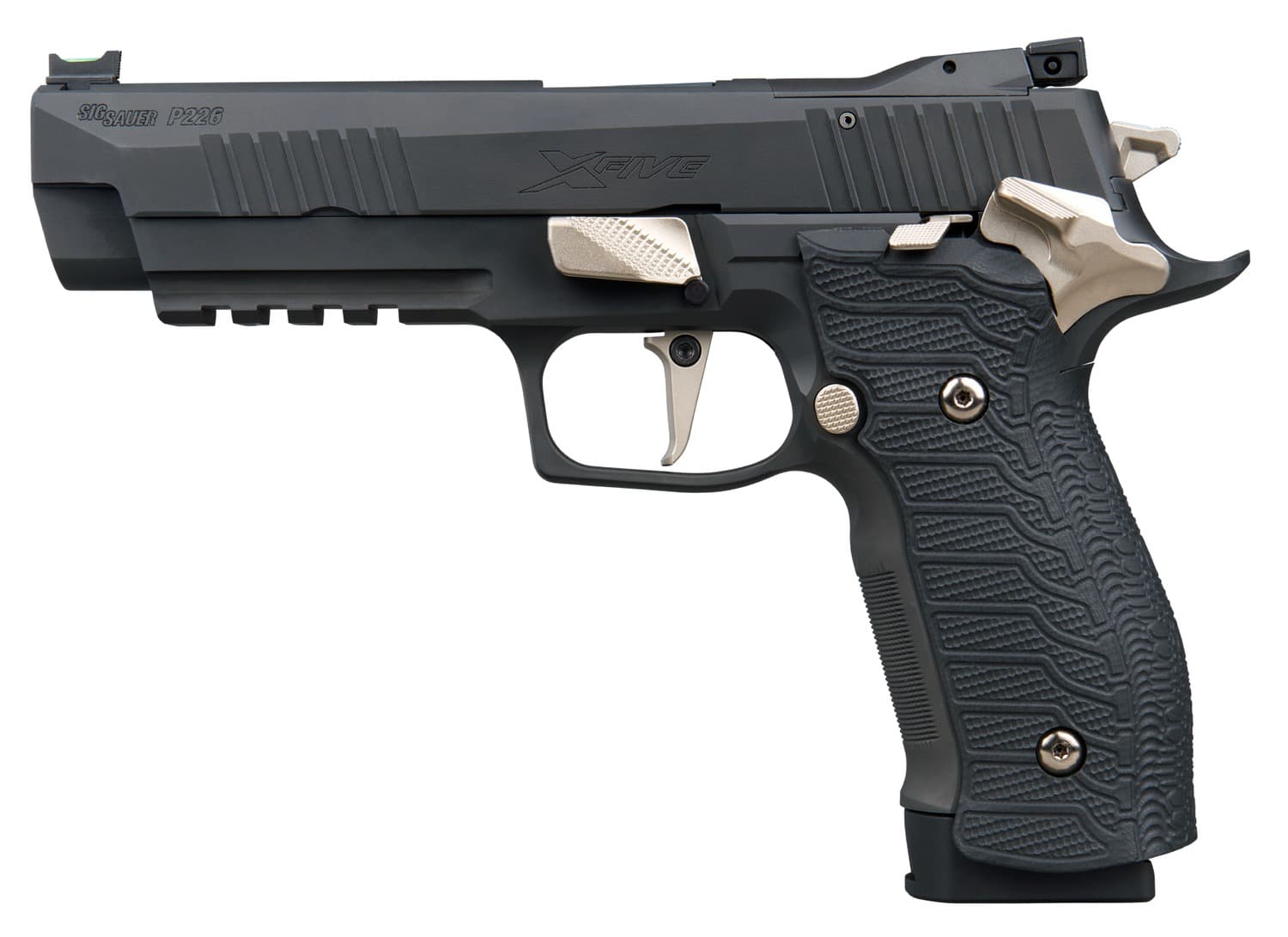 Sig Sauer 226X59NMRSAO10 P226 XFive Nightmare Full Size Frame 9mm Luger 10+1 5" Bull Barrel, Black Nitron Stainless Steel Optic Ready/Serrated Slide & Frame w/Beavertail & Picatinny Rail, Custom Hogue