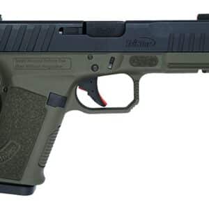 TriStar 85786 Apoc Pro 9mm Luger 15+1 4.50" Black Threaded Barrel, Black Cerakote Steel Optic Ready/Serrated Slide, OD Green Polymer Frame w/Picatinny Rail, Interchangeable Backstrap Grip