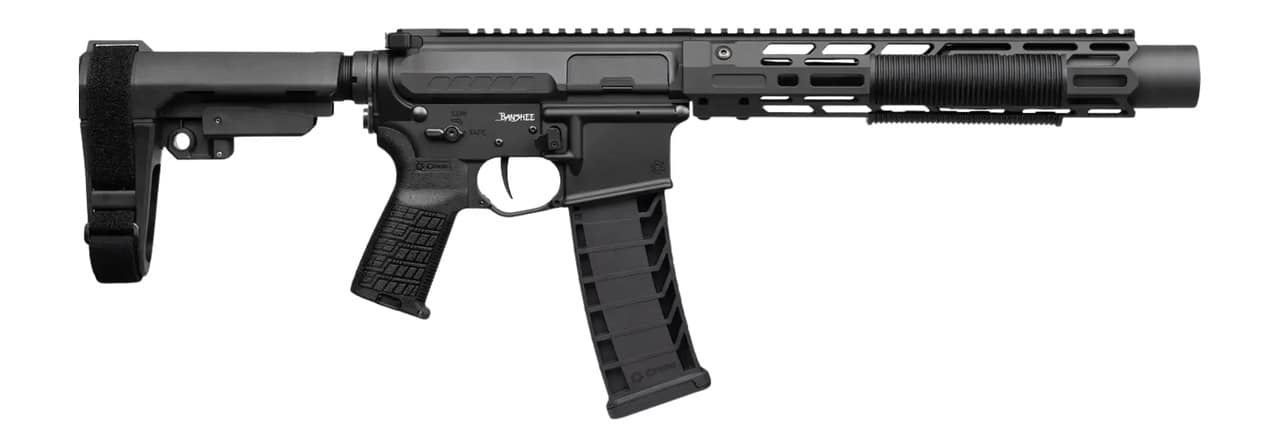 CMMG 94A68CD-AB Zeroed Banshee Mk4 9mm Luger 33+1 6.50" Black Nitride Threaded Barrel, Black Armor Cerakote Aluminum Receiver w/Picatinny Rail, M-LOK Handguard, Black Polymer CMMG RipBrace, CMMG Zeroe