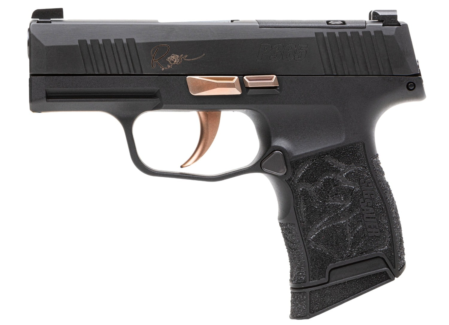 Sig Sauer 365380ROSE P365 Rose Kit Micro-Compact 380 ACP 10+1 3.10" Black Nitron Stainless Steel Optic Ready/Serrated Slide, Black w/Rose Gold Accents Stainless Steel Frame w/Accessory Rail, Black Las