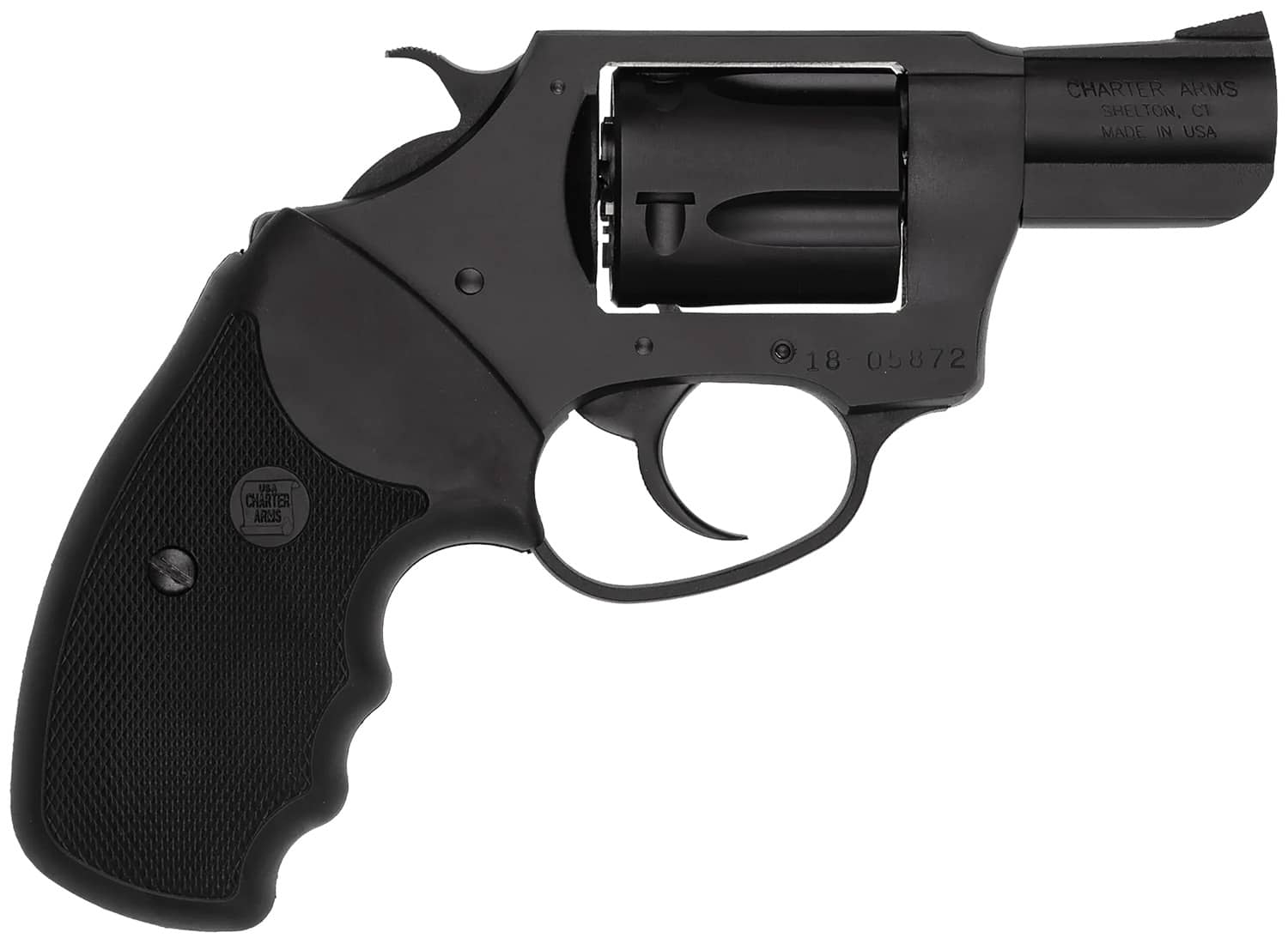 Charter Arms 13820 Undercover Lite Small 38 Special, 5 Shot 2" Black Stainless Steel Barrel & Cylinder, Black Passivate Aluminum Frame w/Black Finger Grooved Rubber Grip, Exposed Hammer