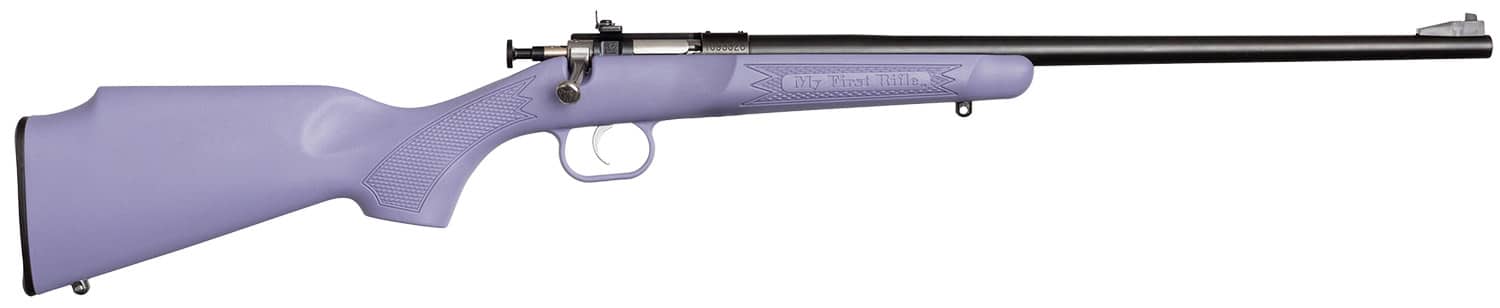 Crickett KSA2306 Youth 22 LR 1rd 16.12" Blued Barrel & Receiver, Fixed Front/Adjustable Rear Peep Sights, Purple Synthetic Stock w/11.5" LOP, Rebounding Firing Pin Safety