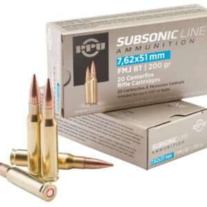 PPU PPS762 Subsonic 7.62x51mmNATO 200gr Full Metal Jacket Boat Tail 20 Per Box/10 Case