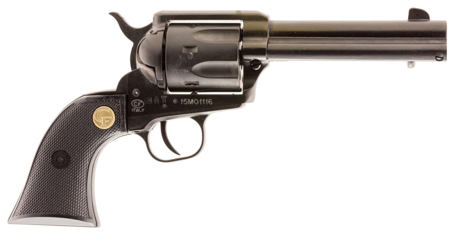 Chiappa Firearms 340250 SAA 1873 Medium Frame 22 LR 6 Shot, 4.75" Blued Steel Barrel, Cylinder & Frame, Black Plastic Grip, Exposed Hammer
