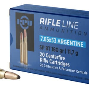 PPU PP7AS Metric Rifle 7.65x53mmArgentine 180gr Soft Point Boat Tail 20 Per Box/10 Case