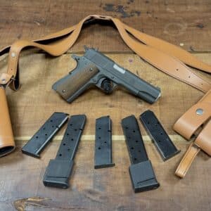 PREOWNED SPRINGFIELD 1911 MILSPEC WITH SHOULDER HOLSTER AND 6 MAGAZINES