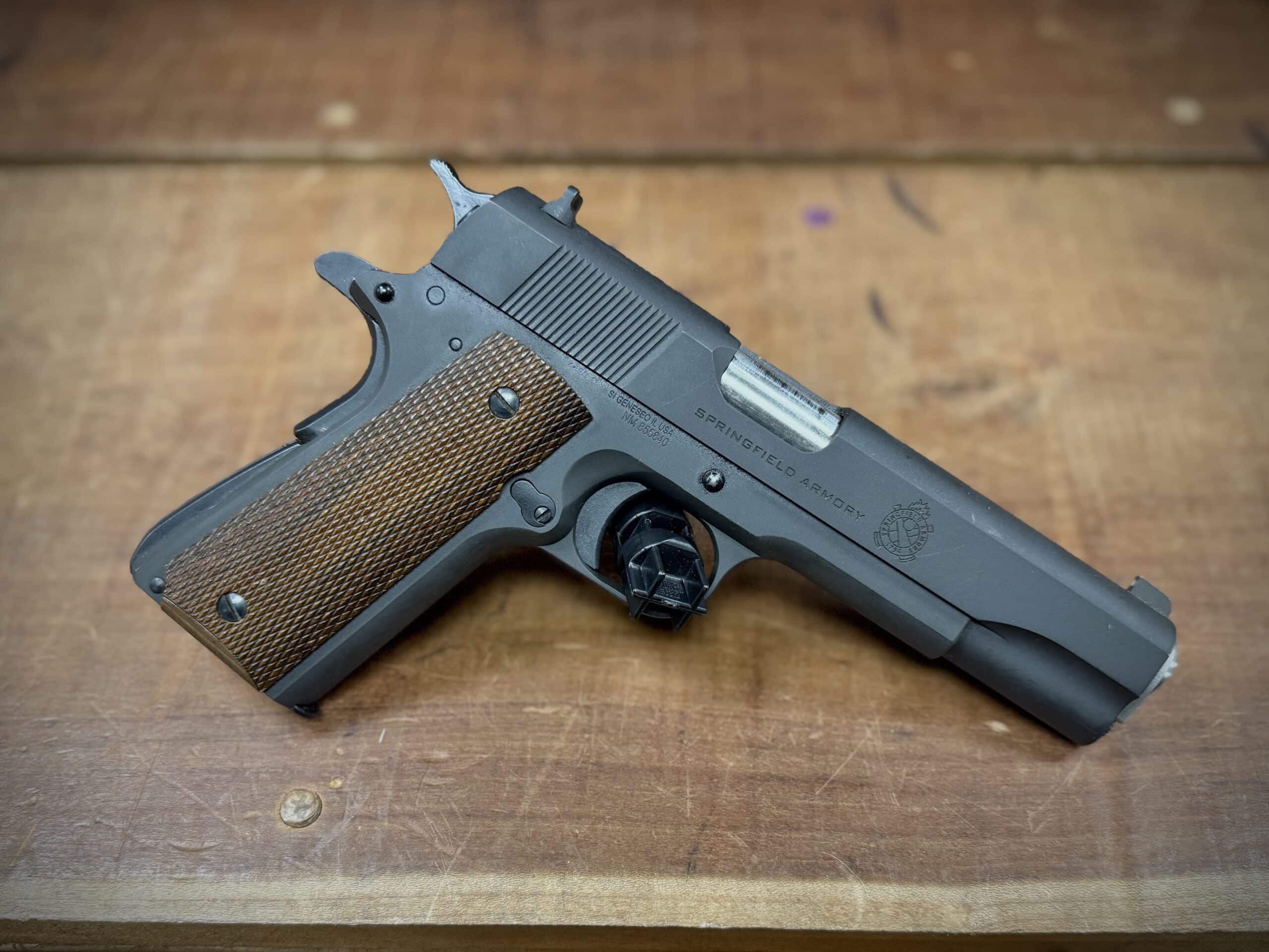 PREOWNED SPRINGFIELD 1911 MILSPEC WITH SHOULDER HOLSTER AND 6 MAGAZINES - Image 2