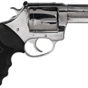 Charter Arms 73539 Mag Pug  Large 357 Mag, 5 Shot 3" High Polished Stainless Steel Barrel, Cylinder & Frame w/Black Finger Grooved Rubber Grip