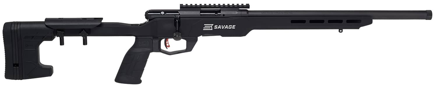 Savage Arms 70548 B Series Precision Full Size 22 WMR 10+1 18" Matte Black Threaded Barrel, Matte Black Picatinny Rail Carbon Steel Receiver, Matte Black MDT ACC Chassis Aluminum Stock, Black Polymer