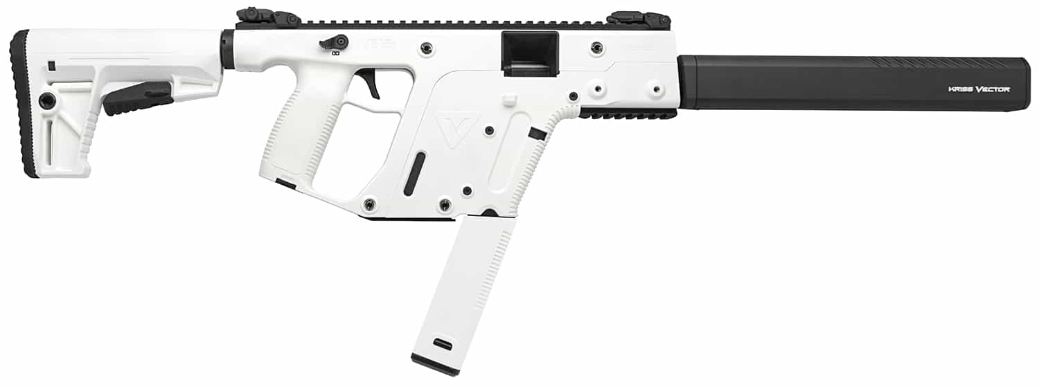 Kriss USA KV45CAP20 Vector CRB Gen2 45 ACP 30+1 16" Black Nitride Threaded Barrel, Alpine Cerakote Picatinny Rail Aluminum Receiver, Alpine White Synthetic 6 Position Stock Alpine Polymer Grip