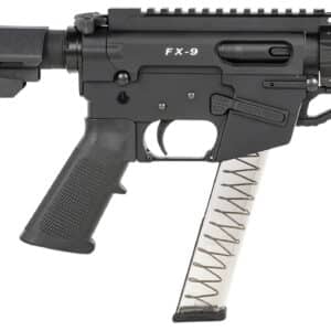 Freedom Ordnance FX9P4S FX-9  9mm Luger 31+1 4" Black Nitride Barrel w/Faux Suppressor, Black Hard Coat Anodized Aluminum Receiver, SB Tactical SBA3 Pistol Brace Stock, Black Polymer Grip