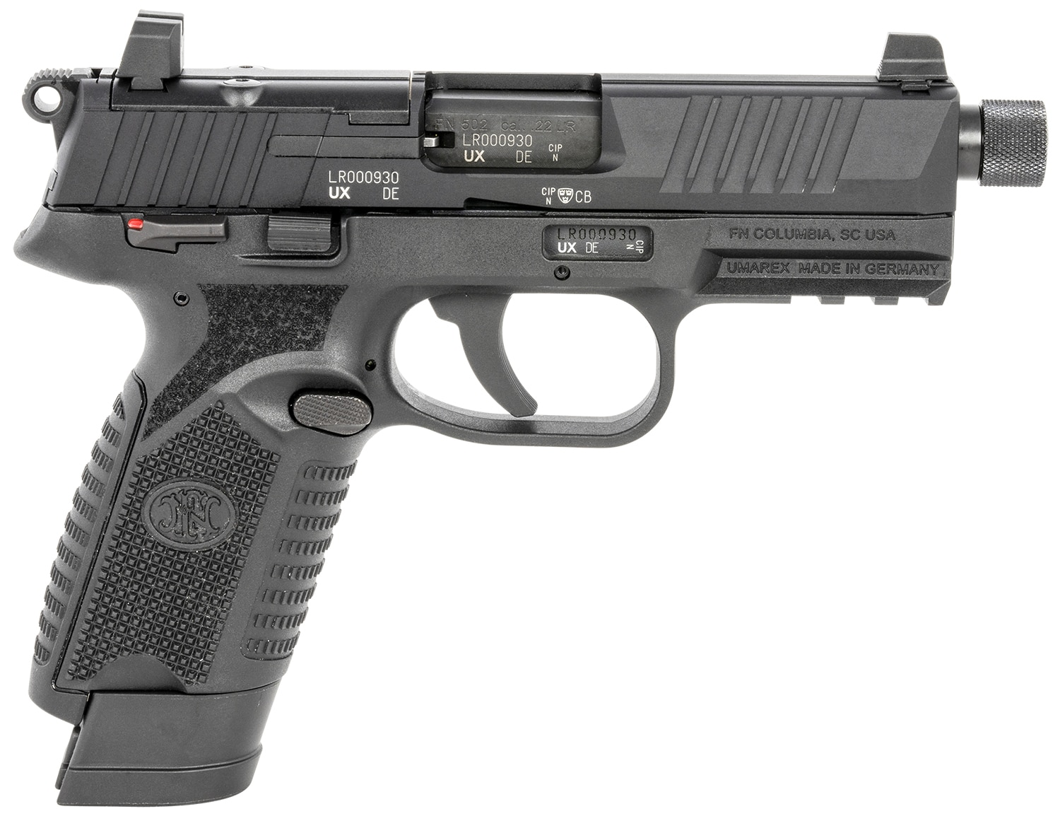 FN 66101010 502 Tactical 22 LR 10+1 15+1 4.60" Black Steel Threaded Barrel, Black Optic Ready/Serrated Slide & Polymer Frame w/Picatinny Rail, Black Textured Polymer Grip, Ambidextrous