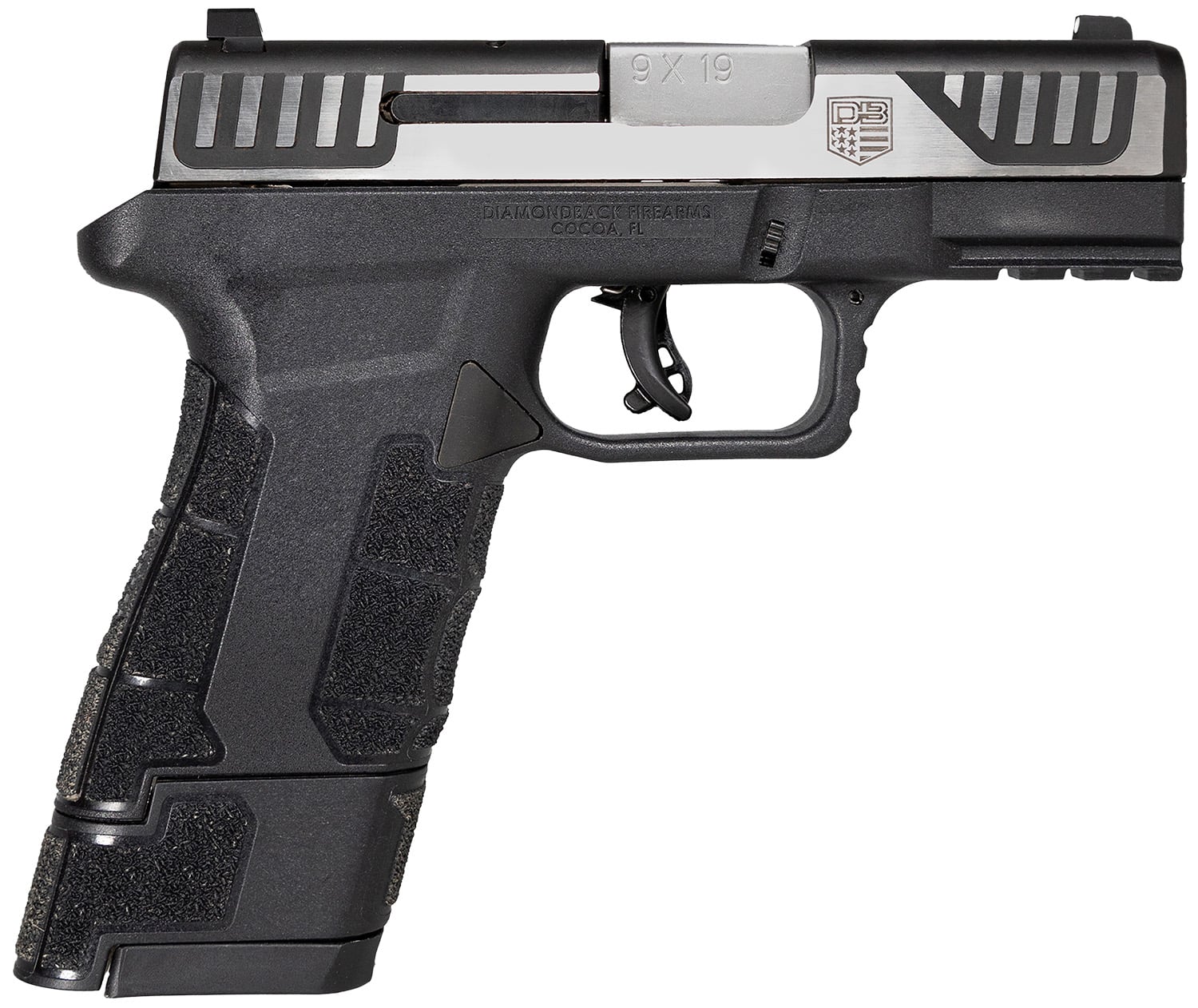Diamondback DB0300P031 AM2 Sub-Compact Frame 9mm Luger 17+1, 3.50" Stainless Steel Barrel, Serrated Stainless Steel Slide, Black Polymer Frame w/Picatinny Rail & Polymer Grip