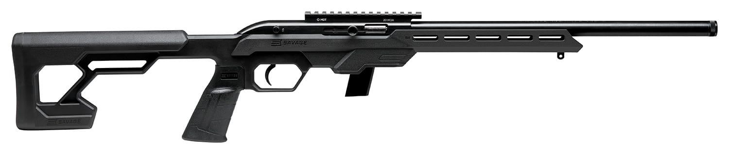 Savage Arms 45114 64 Precision Full Size 22 LR 10+1 16.50" Matte Black Heavy Threaded Barrel, Matte Black Picatinny Rail Carbon Steel Receiver, M-LOK Handguard, Black Chassis Synthetic Stock, Black Po