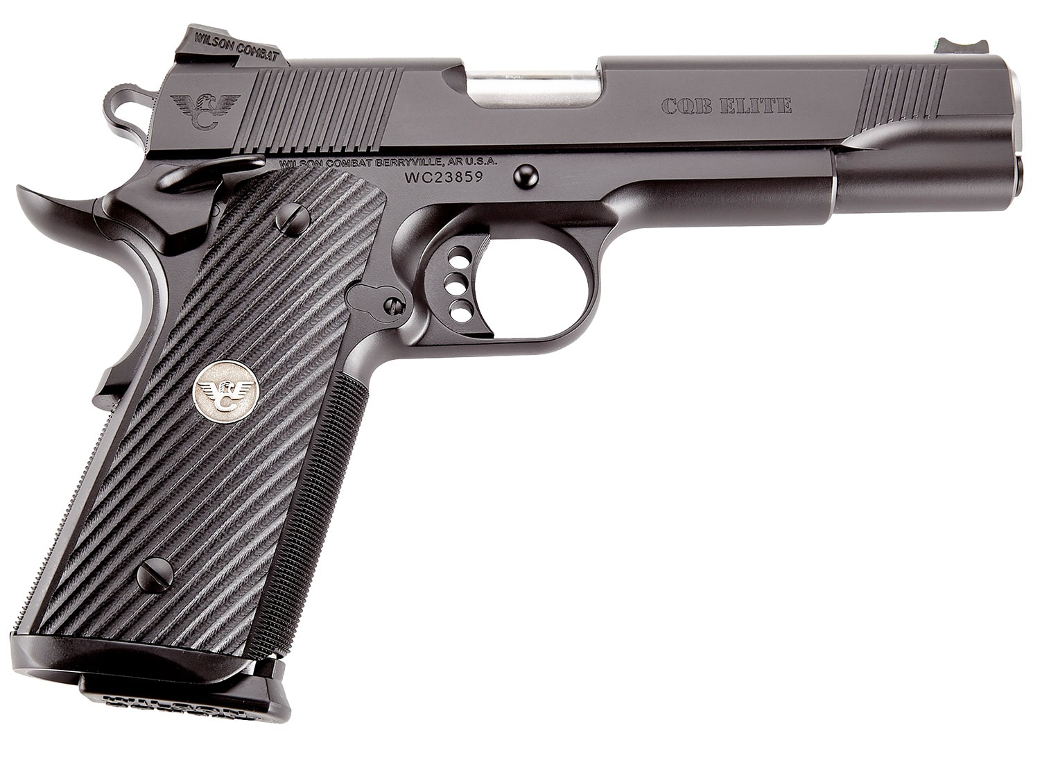 Wilson Combat CQBEFS45A CQB Elite 45 ACP 8+1 5" Stainless Match Grade Barrel, Black Serrated Carbon Steel Slide, Black Carbon Steel Frame w/Beavertail, Black G10 Starburst Grip