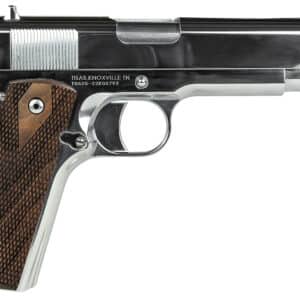 Tisas 10100513 1911 Regulator Full Size Frame 9mm Luger/38 Super 9+1 5" Stainless Steel Barrel, Polished Chrome Steel Serrated Slide, Chrome High Polished Steel Frame w/Beavertail, Turkish Walnut Grip