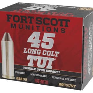 Fort Scott Munitions 45LC225SCV Tumble Upon Impact (TUI) 45LongColt 225gr Solid Copper Spun 20 Per Box/25 Case
