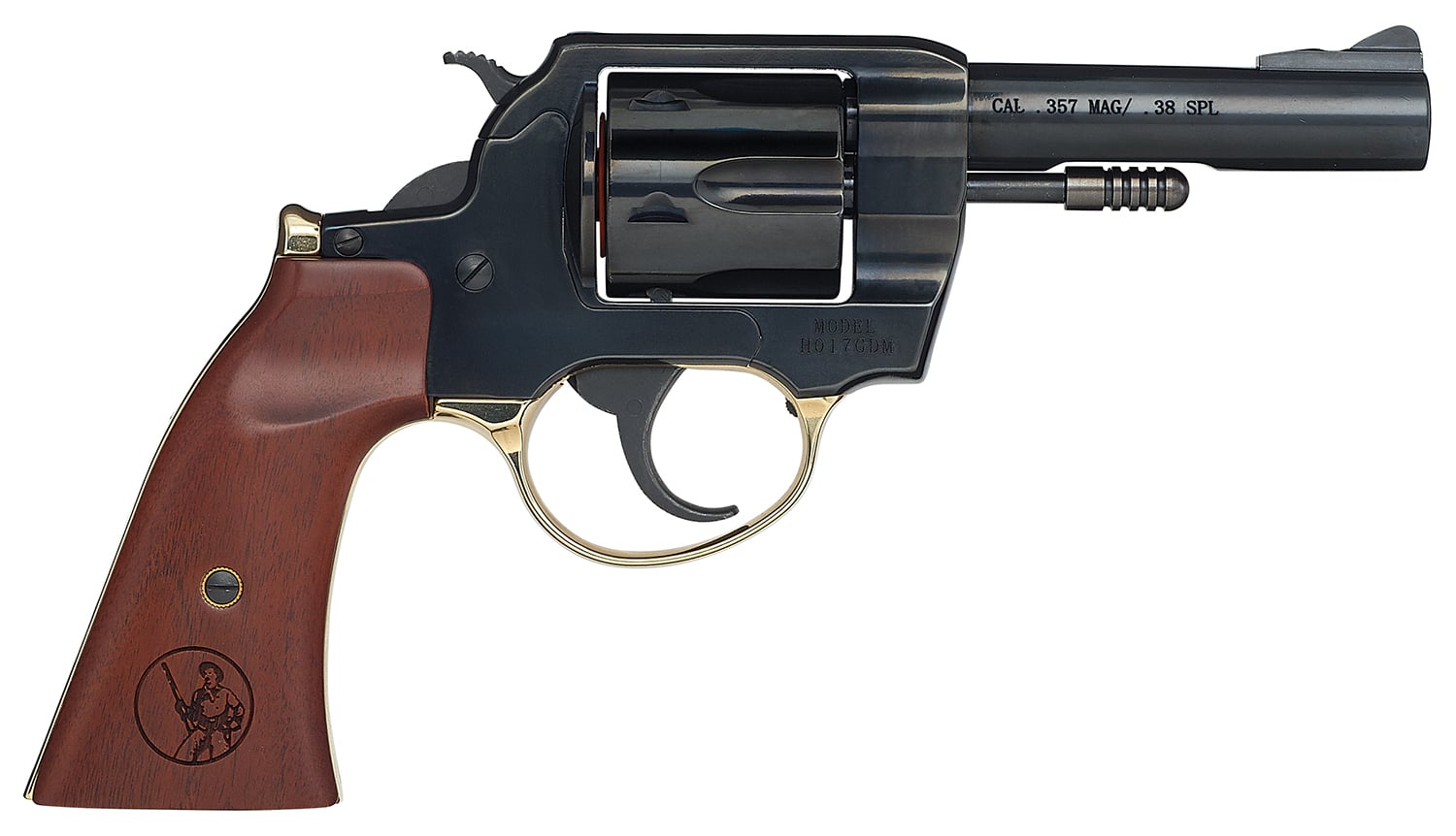Henry H017GDM Gunfighter 357 Mag/38 Special 6rd 4" Blued Steel Barrel, Blued Cylinder, Blued Polished Steel Frame, Walnut Gunfighter Grip Transfer Bar Safety