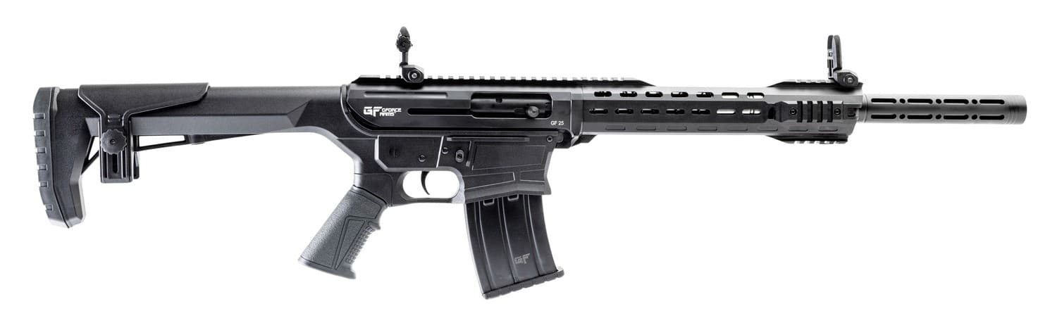 Gforce Arms GF251220 GF25 12 Gauge Semi-Auto 3" 5+1 20" Black Cerakote Spiral Threaded Barrel, Black Cerakote Picatinny Rail Aluminum Receiver, Black Adjustable Synthetic Stock w/Black Rubber Grip