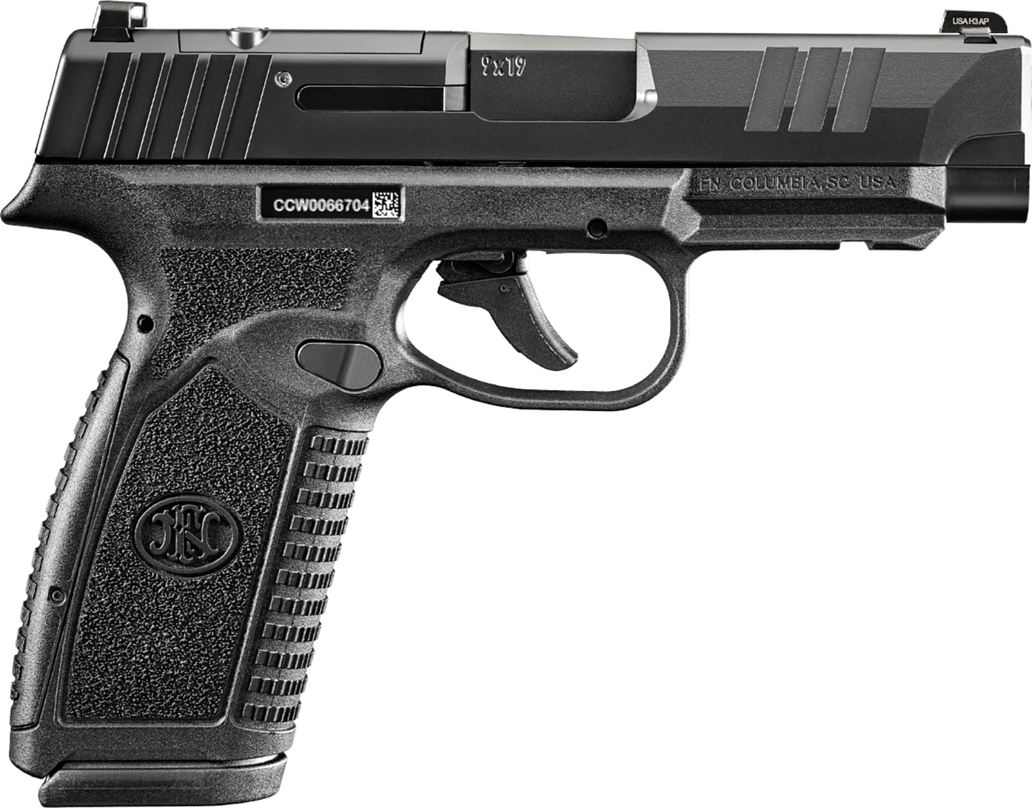 FN 66101763Micro-Compact Frame 9mm Luger 10+1 3.80" Black Target Crown Steel Barrel, Black PVD Optic Cut/Serrated Stainless Steel Slide & Polymer Frame w/Picatinny Rail Interchangeable Backstrap Grip