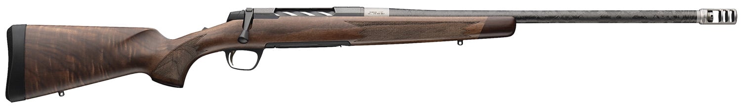 Browning 036090229 X-Bolt 2 Medallion 300 Win Mag 3+1 26" Carbon Fiber Wrapped Threaded Barrel, Matte Blued Drilled & Tapped Steel Receiver, Fixed Grade V/VI Walnut Stock, Recoil Hawg Muzzle Brake