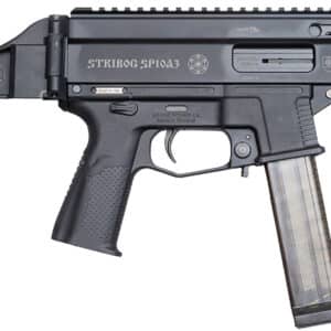 Grand Power 197892004848 SP10A3 Stribog 10mm Auto 20+1 8" Black Threaded Barrel, Black Aluminum Picatinny Rail Receiver, Black Polymer SB Tactical Brace, Black Polymer Grip, Thread Protector