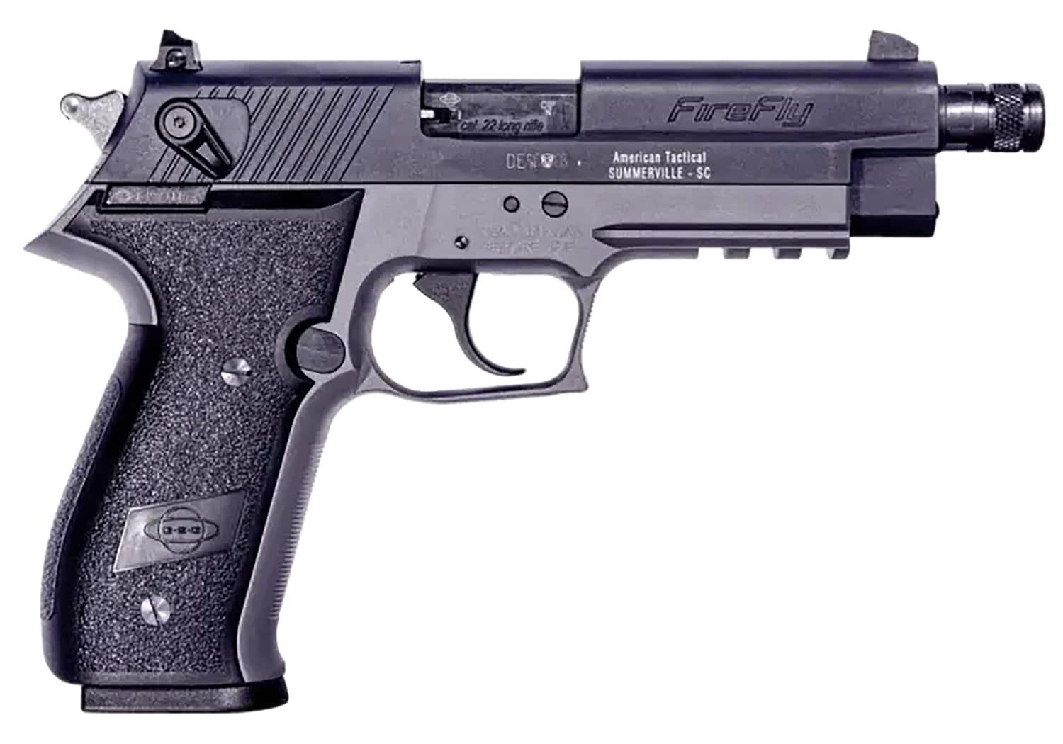 GSG GERG2213TFFSA FireFly 22 LR 13+1 4.90" Black Threaded Barrel, Aluminum Serrated Slide, Smoke Gray Aluminum Frame w/Picatinny Rail, Textured Grip