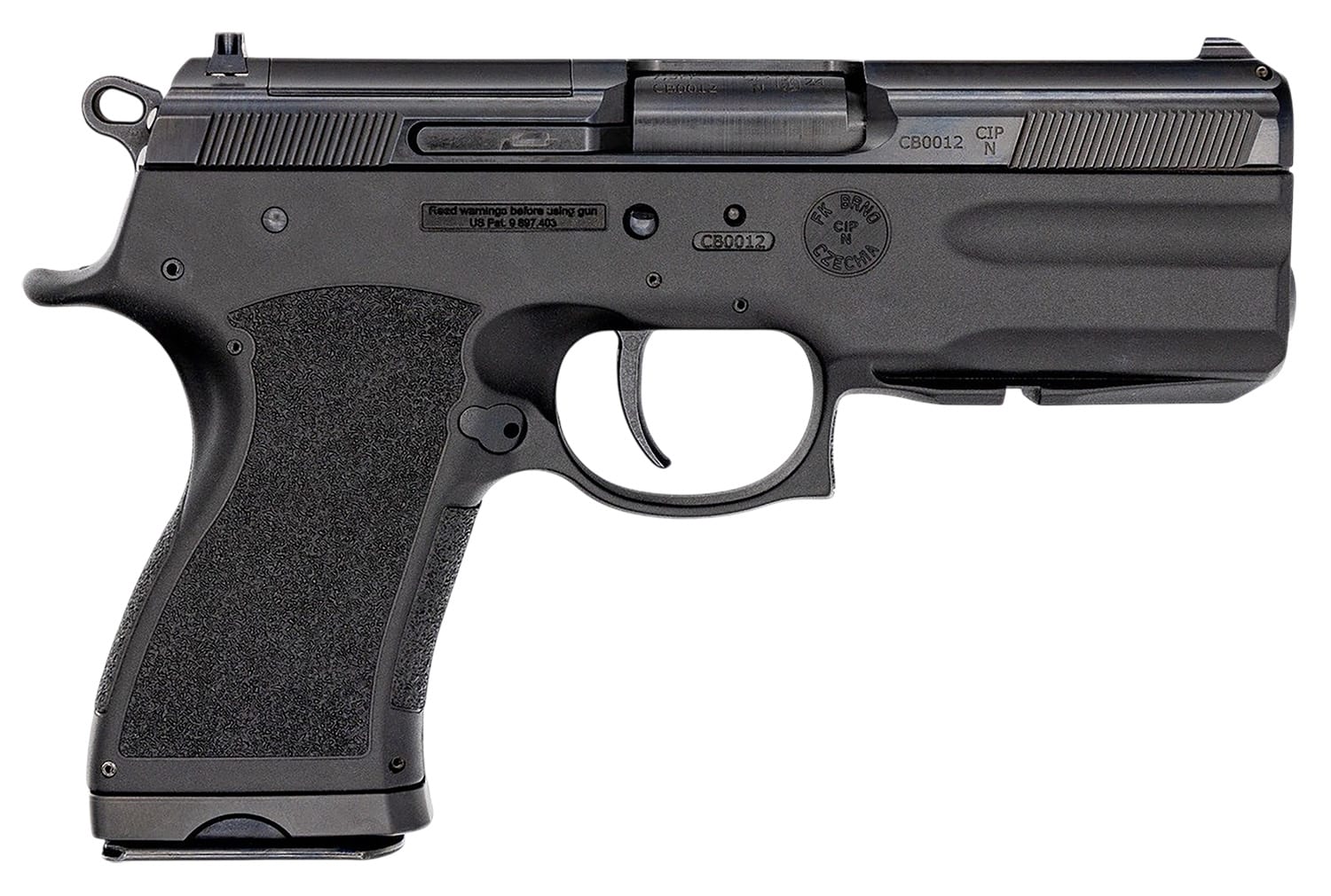 FK Brno US TMTPSDC PSD Compact Frame 7.5 FK 14+1 4.30" Black Nitride Tilting Steel Barrel, Dark Gray Nitride Steel Optic Cut/Serrated Slide, Black Polymer Frame w/Accessory Rail, Textured Grip