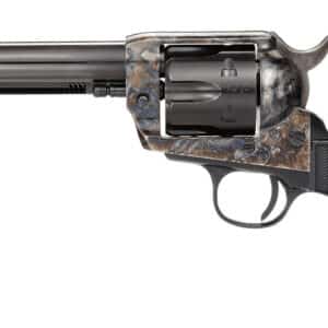 Taylors & Company 200110 1873 Pietta 9mm Luger 6 Shot 5.50" Blued Round Barrel, Blued Cylinder, Color Case Hardened Steel Frame, Black Checkered Plastic Navy Grip, Manual Safety, Exposed Hammer