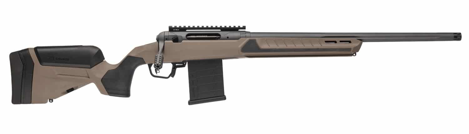 Savage Arms 32667 110 Core Tactical 22 ARC 10+1 18" Medium Heavy Fluted Barrel, Arca Rail Forend, Coyote Tan AccuStock w/AccuFit V2 Synthetic Stock, Right Hand