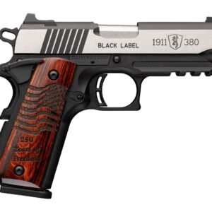 Browning 051125492 1911 Black Label Medallion 250 Compact 380 ACP 8+1 3.63" Matte Stainless Barrel & Blackened w/Silver Polished Flats Serrated Slide, Matte Black Polymer Frame w/Beavertail & Picatin