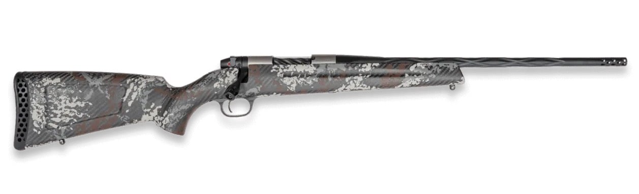 Weatherby MBP01N22CMR19B Mark V Capra 22 Creedmoor 2+1 17" Graphite Black Cerakote Fluted Threaded Barrel Titanium Receiver Drilled & Tapped Receiver Exposed Carbon w/Gray, White & Rust Sponge Accents