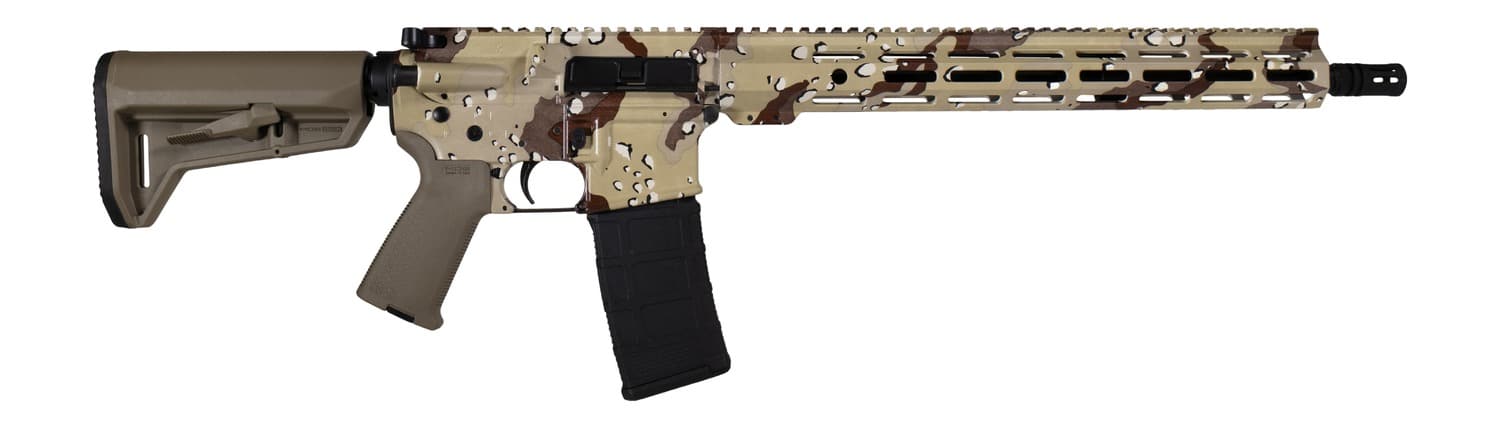 Shark Coast Tactical 300-225-1000-20 Chocolate Chip 5.56 NATO 30+1 16" Black Melonite Threaded Barrel, Hydro-Dipped Chocolate Chip Aluminum Receiver w/Picatinny Rail, M-LOK Handguard, Magpul Collapsib