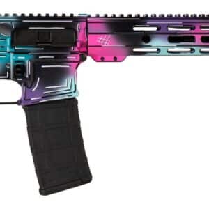 Shark Coast Tactical SCC101938DISB Anime-15 5.56 NATO 30+1 16" Black Nitride Threaded Barrel, Disco Cerakote Aluminum Receiver w/Picatinny Rail, M-LOK Handguard, Magpul Collapsible Black Polymer Stoc