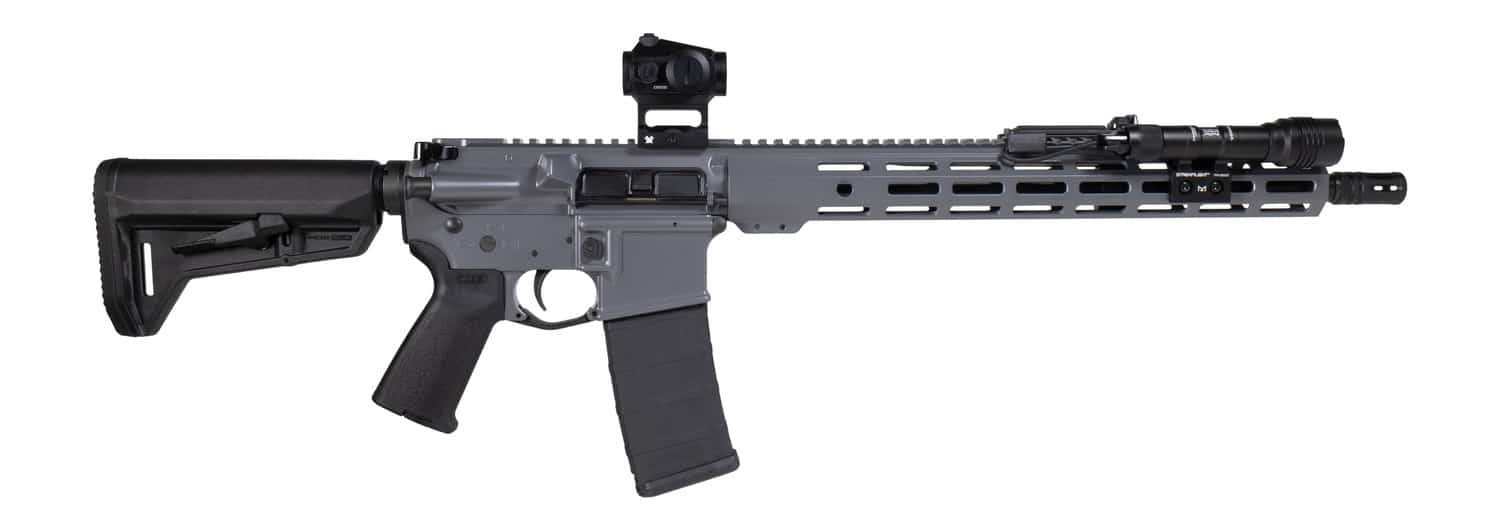 Shark Coast Tactical SCTARGCC Grey Night Bundle 5.56 NATO 10+1 16" Black Nitride Barrel, Gray Cerakote Aluminum Receiver w/Picatinny Rail, M-LOK Handguard, Black Polymer Stock & Grip, StreamLight ProT