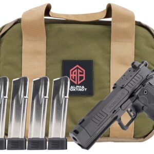 Alpha Foxtrot AA39X1QIG-XDBK20-PROM AF1911 Romulus Promo Compact Frame 9mm Luger 20+1 3.50" Black DLC Threaded Compensated Barrel, Black DLC Stainless Steel Optic Ready/Serrated Slide & Frame w/Beaver