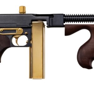 Auto-Ordnance T1ABTG 1927A-1 45 ACP 20+1 16.50 + 2" Matte Black Compensated Barrel, Matte Black w/Gold Appointments Steel Receiver, American Walnut Furniture