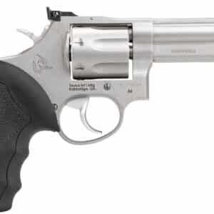 Taurus 2-660049 66 Medium 357 Mag/38 Special +P 7 Shot 4" Matte Stainless Steel Barrel, Cylinder & Frame, Black Finger Grooved Rubber Grip, Transfer Bar Safety, Exposed Hammer
