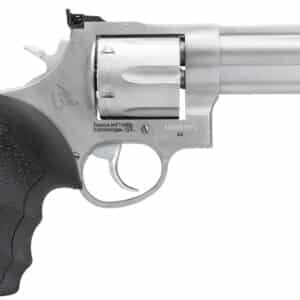 Taurus 2-440049 44 Large 44 Rem Mag 6 Shot 4" Matte Stainless Ported Barrel, Cylinder & Frame, Black Finger Grooved Rubber Grip, Transfer Bar Safety, Exposed Hammer
